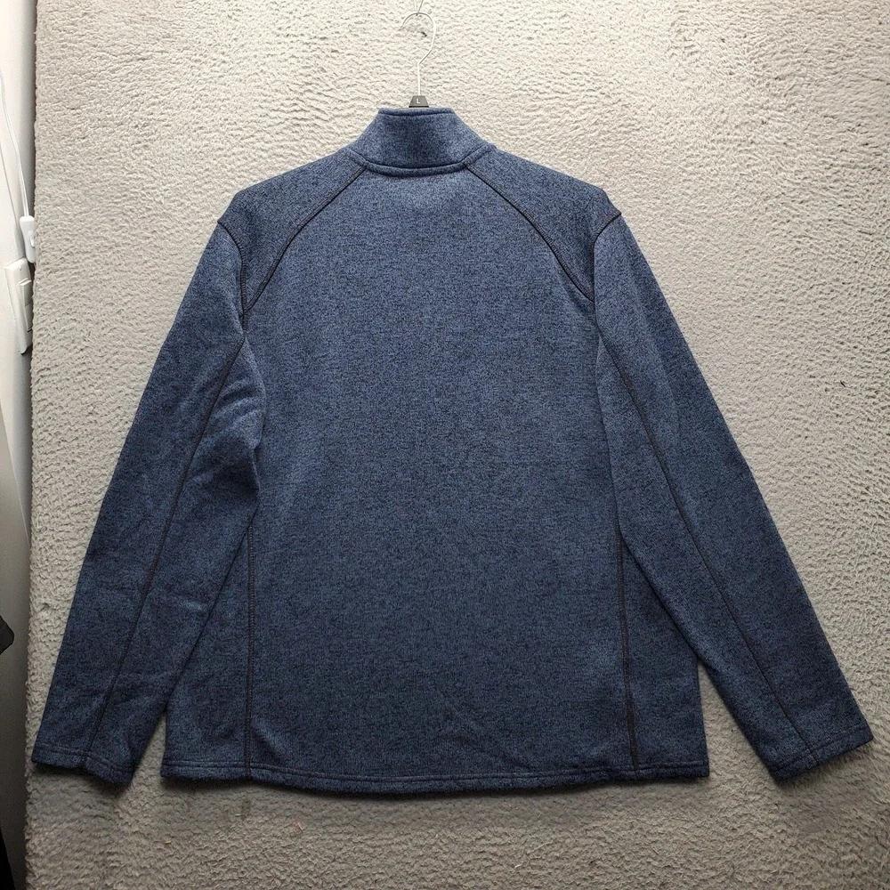 Eddie Bauer 1/4 Zip Pullover Sweater Mens 2XL Blue Heathered Knit Fleece Lined